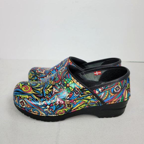 Sanita Multicolor Print Women's Leather Clogs US Size 6.5 EU 37 - Picture 2 of 7
